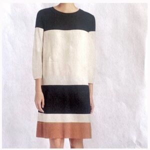 Lafayette 148 New York Sweater Shift Dress Colorblock Striped Viscose Cotton M